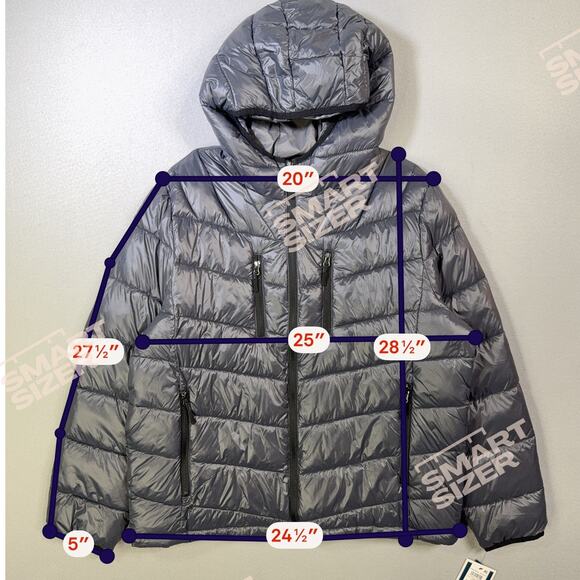 Club Room Men's Chevron Quilted Hooded Puffer Jacket Charcoal XL $125 - Picture 3 of 9